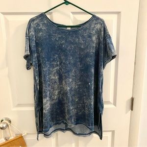 GreenTea Crushed Velour Blue T-Shirt Size XL